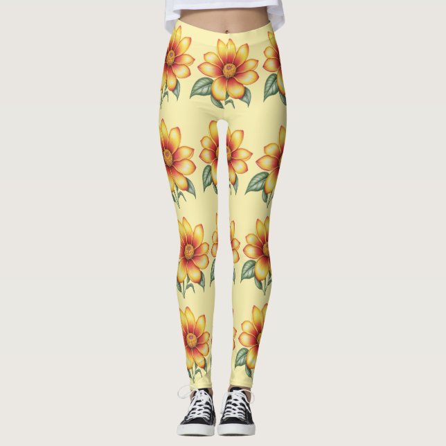 Leggings Fleur orange (Devant)