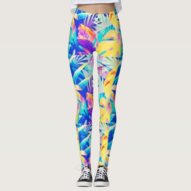 Leggings Fleur pastel abstrait moderne (Devant)