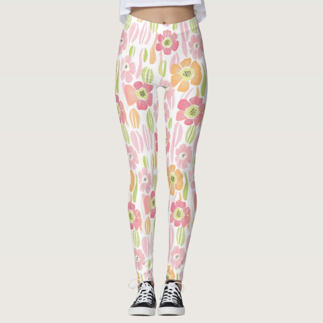 Leggings Fleur pastel rétro (1) (Devant)