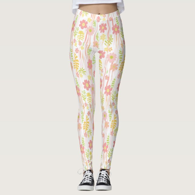 Leggings Fleur pastel rétro (3) (Devant)