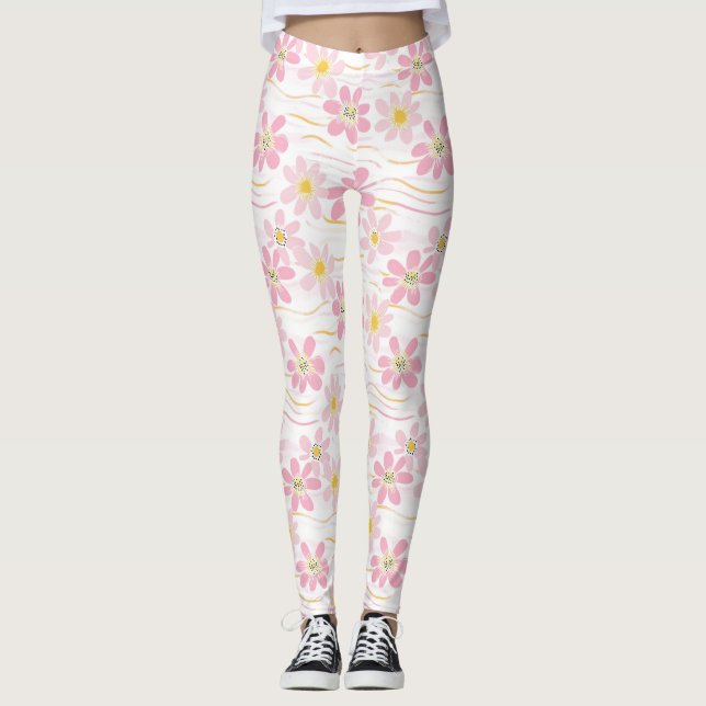 Leggings Fleur pastel rétro (4) (Devant)