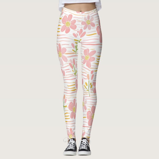 Leggings Fleur pastel rétro (6) (Devant)