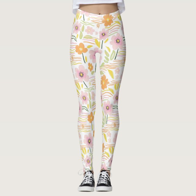 Leggings Fleur pastel rétro (7) (Devant)