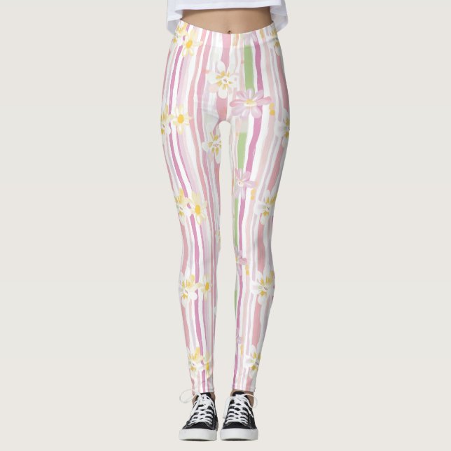 Leggings Fleur pastel rétro (9) (Devant)