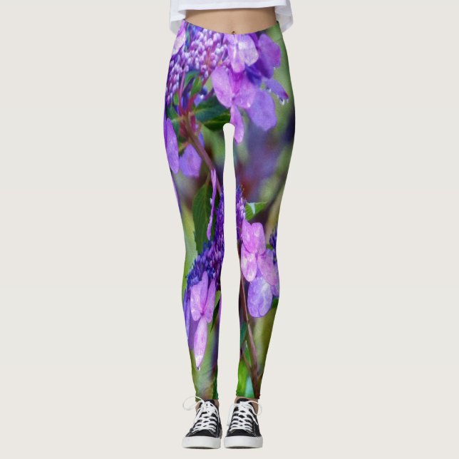 Leggings Fleur pourpre Twist et Shout Hydrangea (Devant)