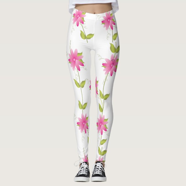 Leggings Fleur rose pâle (Devant)