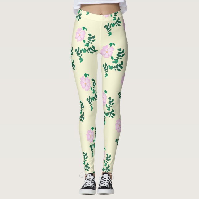Leggings Fleur Rose rose pastel (Devant)