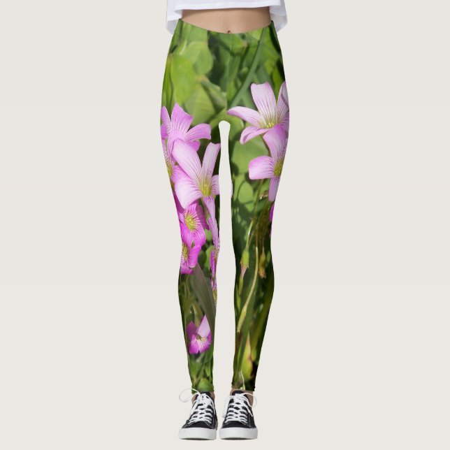 leggings fleur sauvage d'Oxalis rose (Devant)