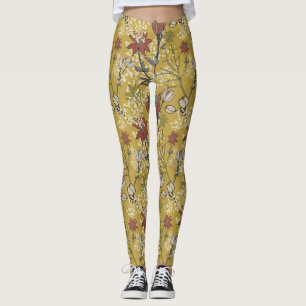 Leggings Fleur sauvage fleurie jaune et rouge motif 