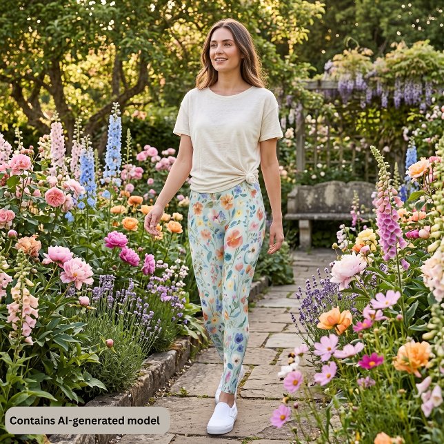 Leggings Fleur Sauvage Pastel (Créateur téléchargé)