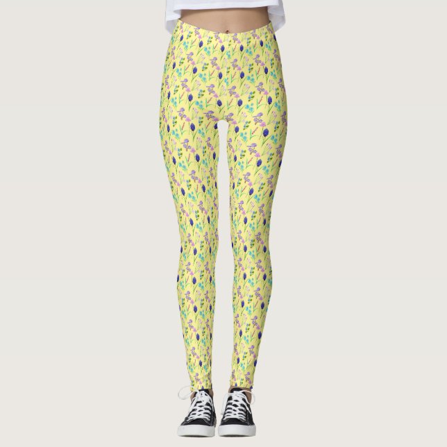 Leggings Fleur sauvage sur les légendes d'impression tout-s (Devant)