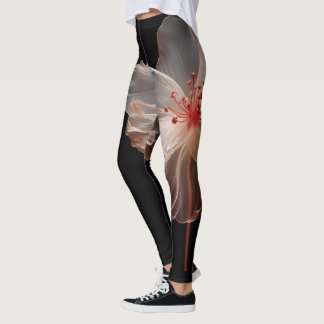 Leggings Fleur translucide élégante sur le noir