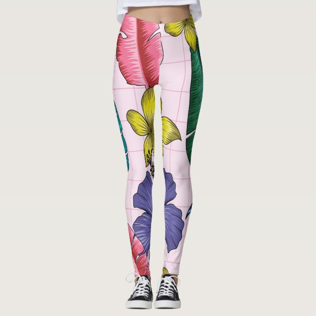 Leggings Fleur tropicale : motif feuille sans soudure (Devant)