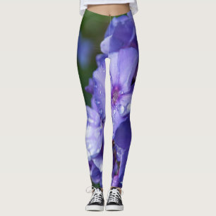 leggings fleur violet avec la rosée du matin