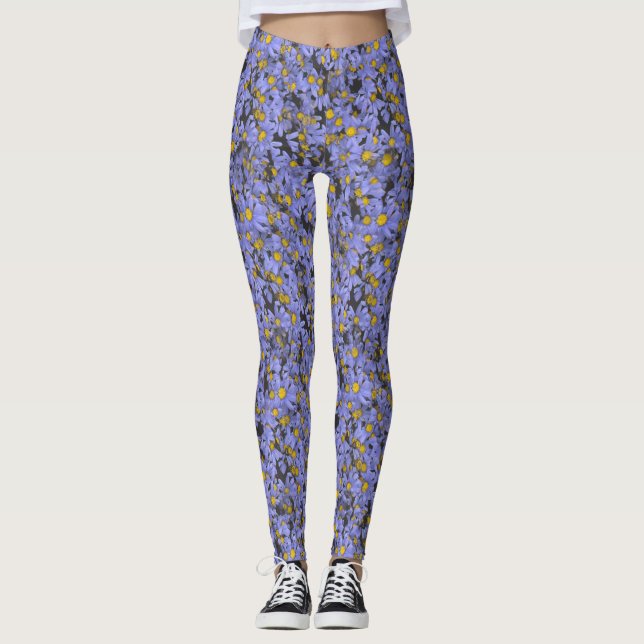 Leggings Fleur violette Motif moderne moderne stylé actif (Devant)