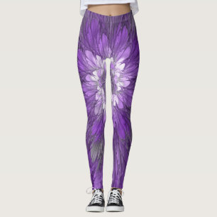 Leggings Fleur Violette Psychedélique Art Fractal Abstrait