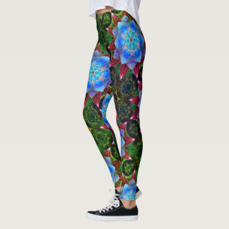 Leggings Fleur virtuelle bleu rustique ou lugubre