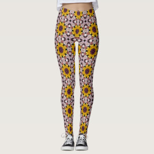 Leggings fleuris à motif pour femmes ensoleillés