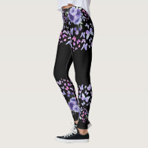 Leggings Fleuris Papillon Violet - Aquarelle - Mig