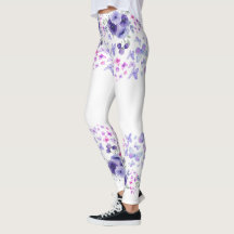 Leggings Fleuris Papillon Violet Aquarelle - Migno