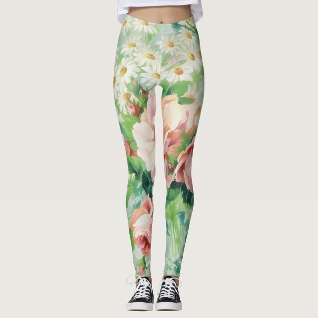 Leggings Fleuris Style Vintage avec Fleurs de Marg (Devant)