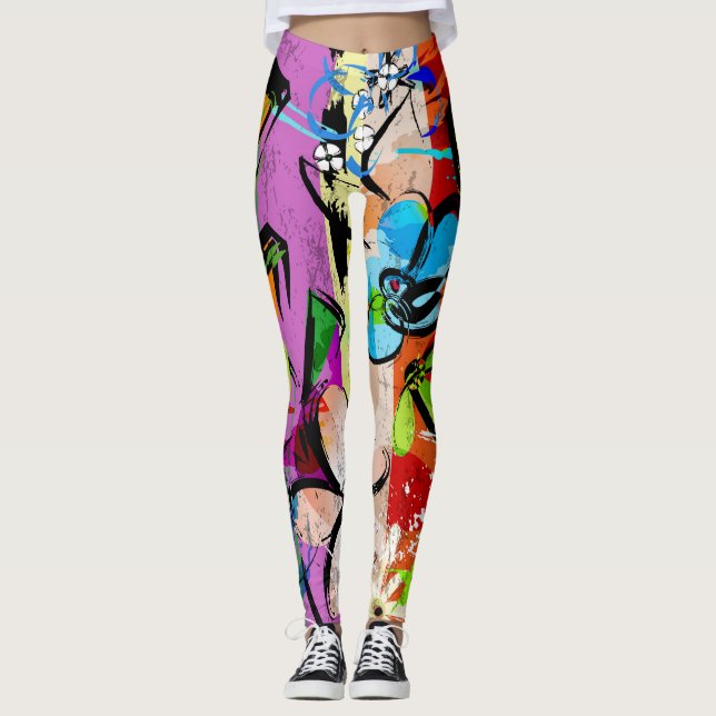 Leggings Fleurs Abstraites, Composition des lignes géométri (Devant)