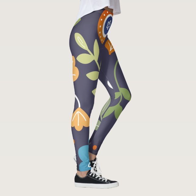 Leggings fleurs Abstraites et feuillage (Droite)