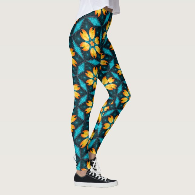 Leggings Fleurs Abstraites jaunes (Droite)