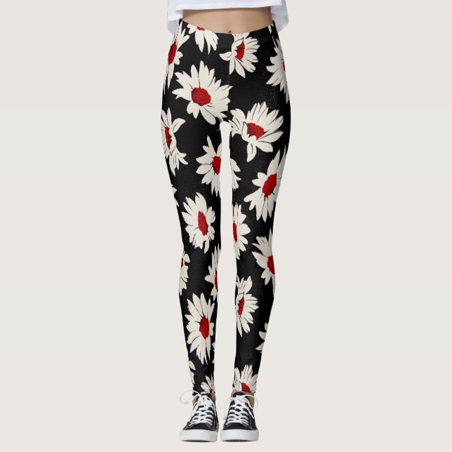 Leggings Fleurs Abstraites, motif d'aquarelle d'art. (Devant)