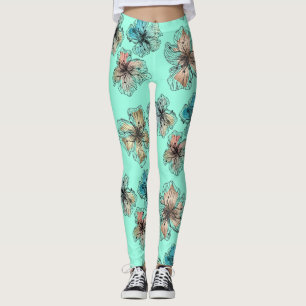 Leggings Fleurs alignées sans couture abstrait PA moderne