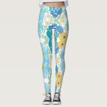 Fleurs aquarelles bleues et jaunes