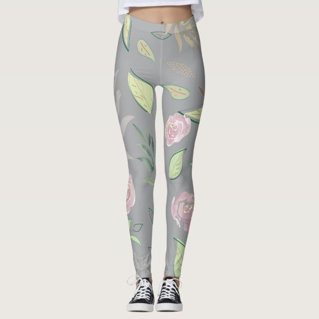 Leggings Fleurs aquarelles festives 2 (Devant)