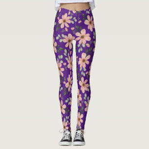 Leggings fleurs aquarelles roses motif