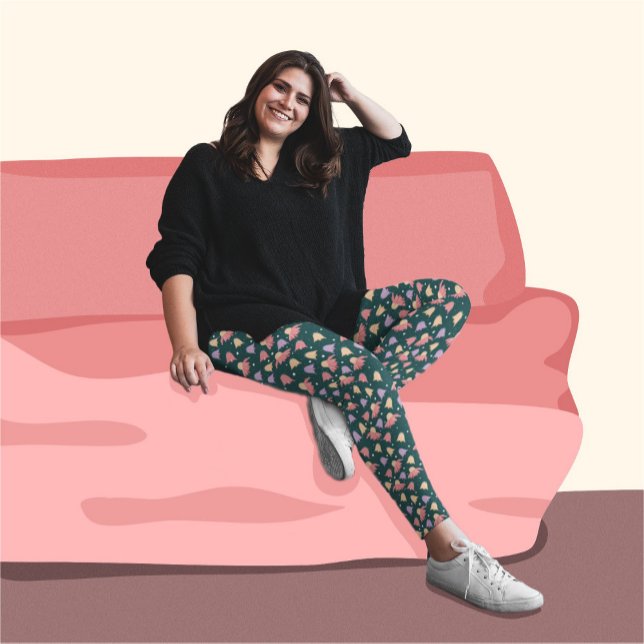 Leggings Fleurs Bell sur Motif arrière - plan vert foncé (Créateur téléchargé)