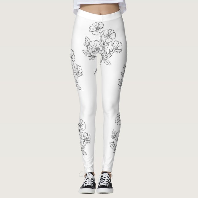 Leggings Fleurs blanches (Devant)