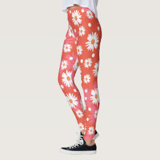 Leggings Fleurs blanches - champ orange