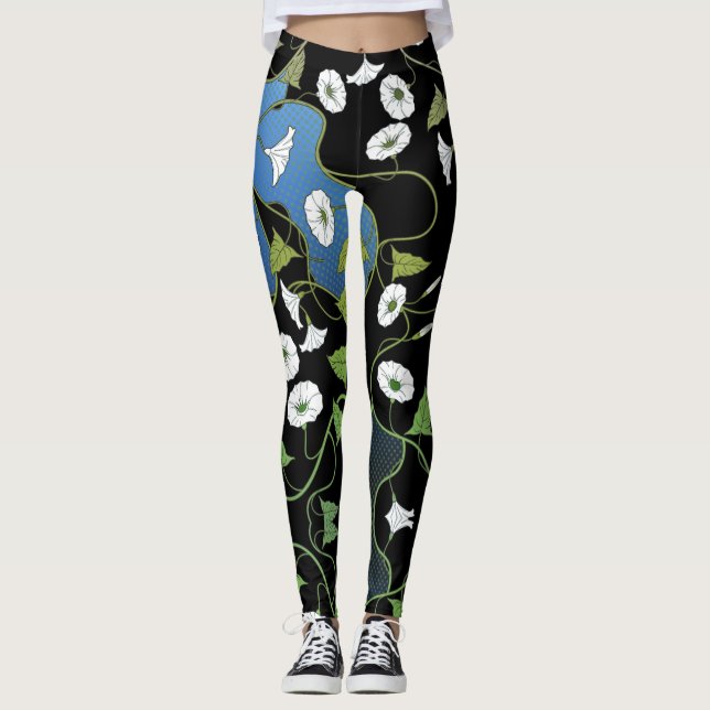 Leggings Fleurs Blanches Élégantes Et Féminines (Devant)