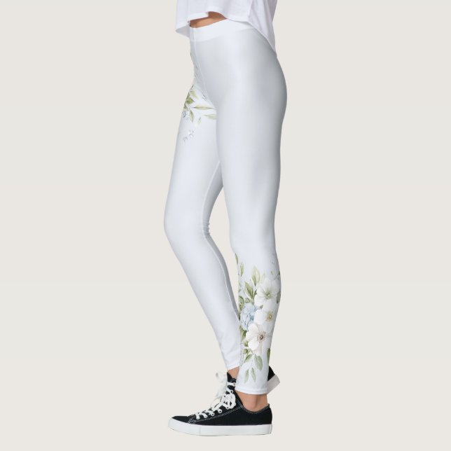 Leggings Fleurs Bleu Ciel Pâle (Gauche)