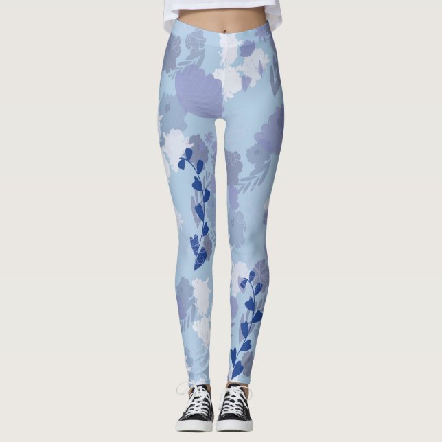 Leggings Fleurs bleues (Devant)
