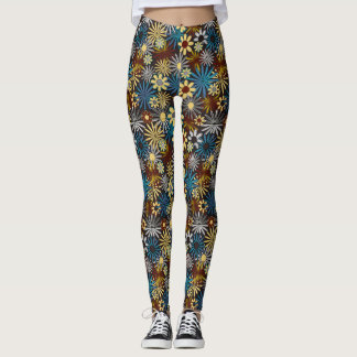 Leggings Fleurs Bleues et Grises