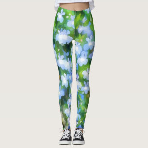 Leggings Fleurs bleues mignonnes Aquarelles florales Leggin