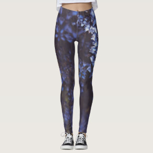 Leggings Fleurs bleues violettes foncées