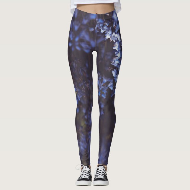 Leggings Fleurs bleues violettes foncées (Devant)