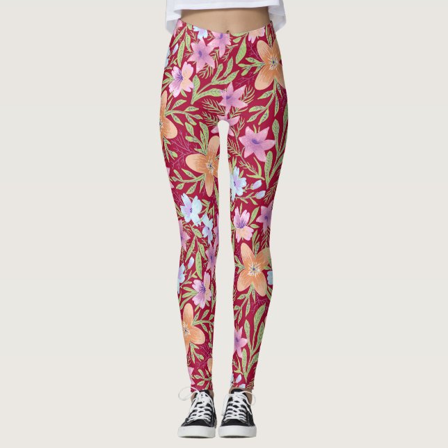 Leggings Fleurs colorées (Devant)