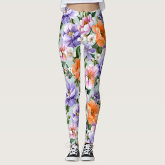 Leggings Fleurs colorées assourdies Fleur Boho 