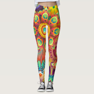 Leggings Fleurs colorées et psychédéliques