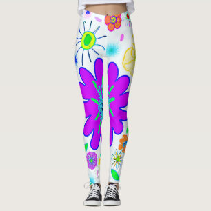 Leggings Fleurs colorées Motif