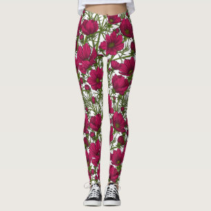 Leggings Fleurs Cosmos roses