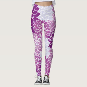 Leggings Fleurs Dahlia, Motif De Fleurs, Dahlia Violet
