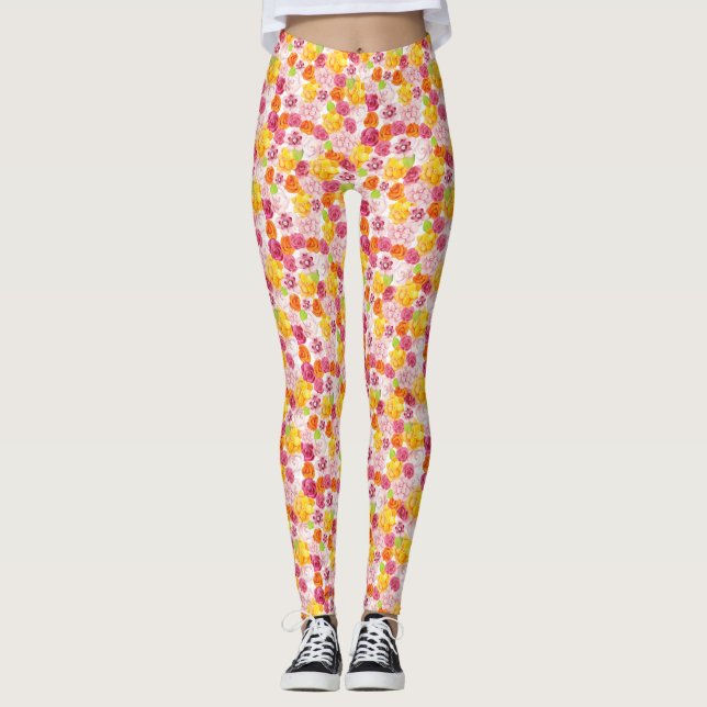 Leggings Fleurs d'aquarelle de printemps (Devant)